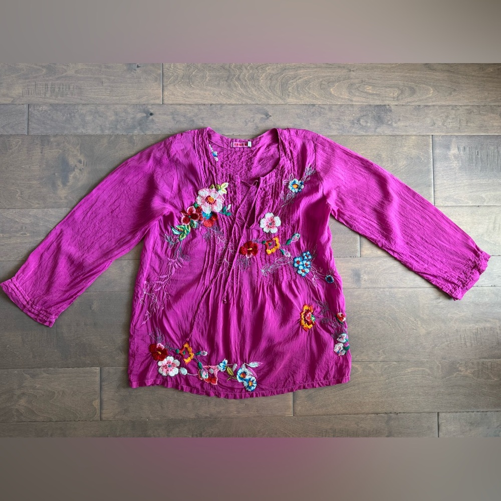 Johnny Was Embroidered Pink Top - Picture 6 of 10